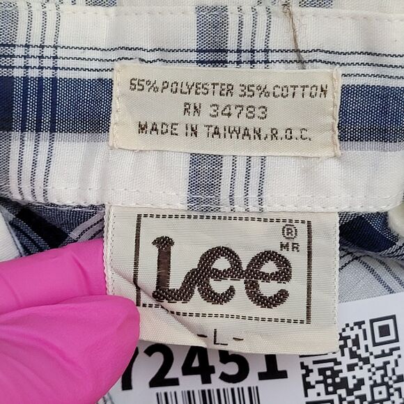 Vintage LEE Snap Button Shirt Large 22x29 Blue - Picture 4 of 14